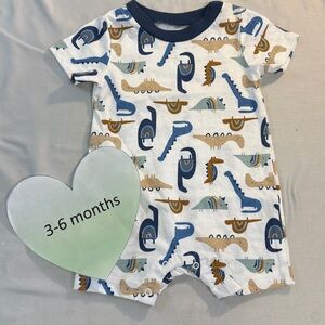 Chick Pea - 3-6M LIKE NEW Dinosaur Print Kids Short Sleeve One Piece/Romper